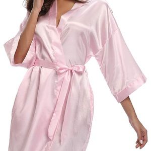 Pink silk robe